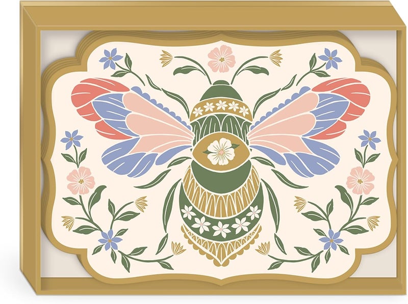 Lady Jayne Boxed Stationery Notecard Set with 20 Flat Die-Cut Note Cards and Envelopes, 5" x 7", Wildflower Meadow Floral Bee (82051) - Image 1